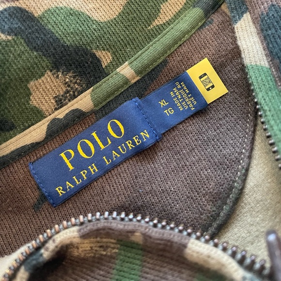 Polo Ralph Lauren Camouflage Quarter-Zip Mens Knit Pullover Camo Sweater - Picture 3 of 3